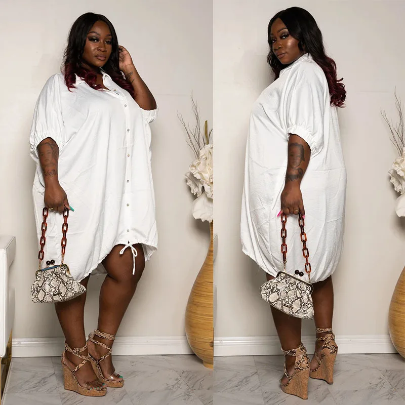 

New autumn and winter new half-sleeved solid color drawstring loose shirt female oversized dress, You can be custom