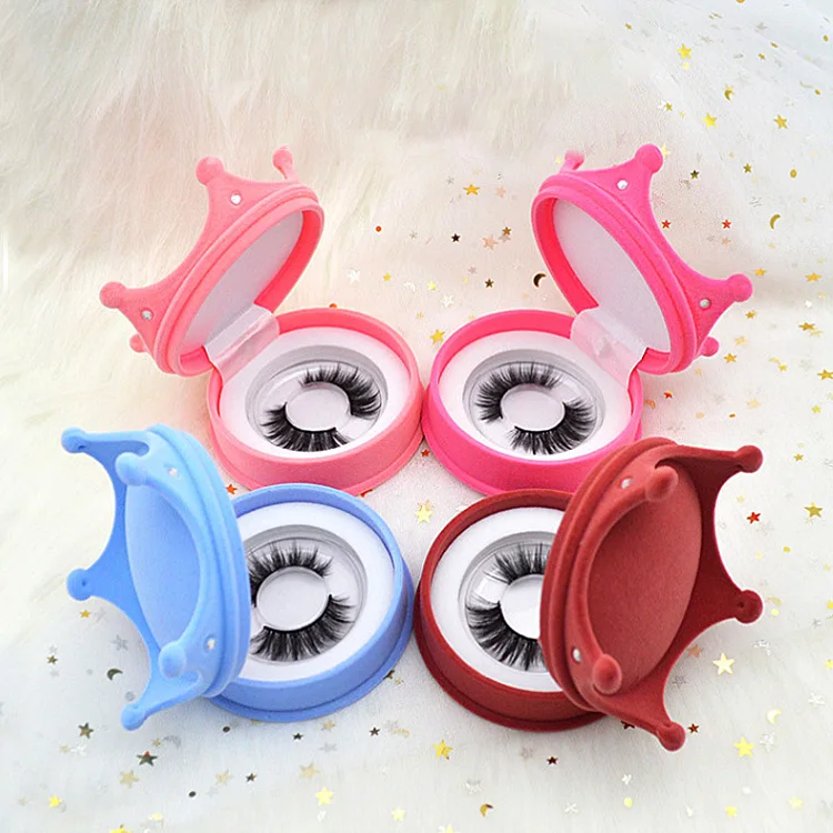 

Custom Logo Unique Crown Shaped Eyelash Packaging Box Wholesale Creative Eye Lash Cases, Pink / red / purple / blue / rose red