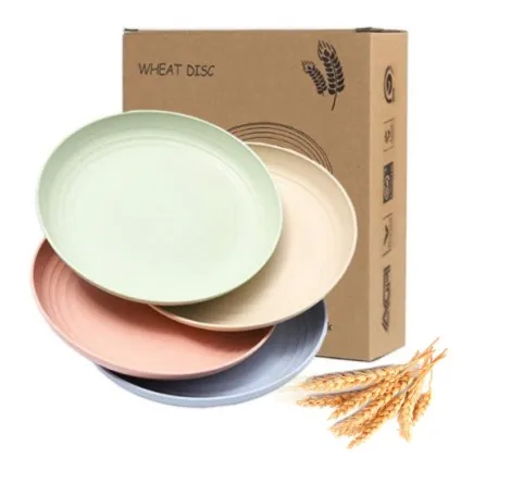 

4 Pieces 10'' Plate Picnic Camping Wheat Straw Plates Bpa Free Biodegradable Plates Dinnerware Sets