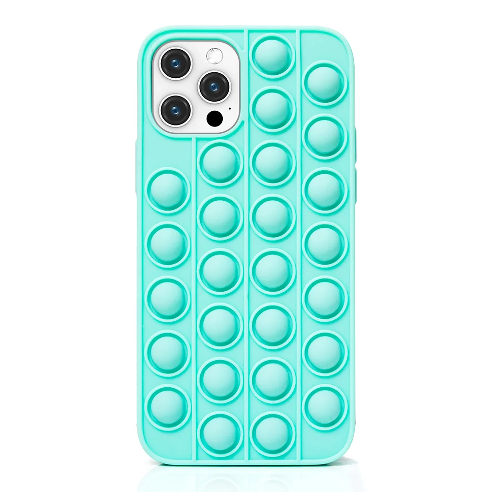 

2021 Pop It Phone Case For Iphone 12 Case,Silicone Shockproof 2 In 1 Back Cover Push Bubble Fidget Toy Phone Case For Iphone 12, Custom