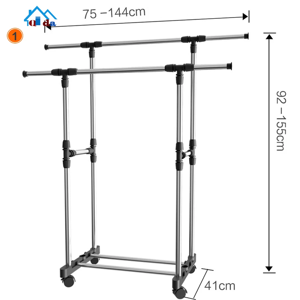 

QIDA High quality telescopic single pole garment rack clothes hanger stand