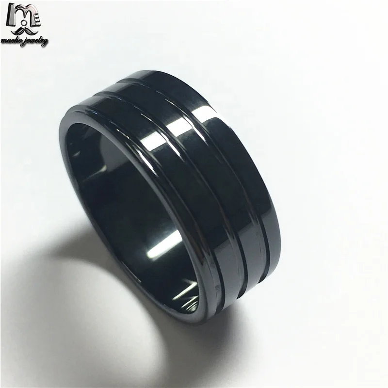 

2021 Fashion Brand Style Jewelry Groove Black Ceramic Ring 10MM, Black/white/pink