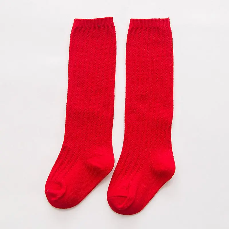 
Wholesale Korean Style Hot Sale Students Candy Color Children Stocking Solid Princess Knee High Cotton Kids Socks 