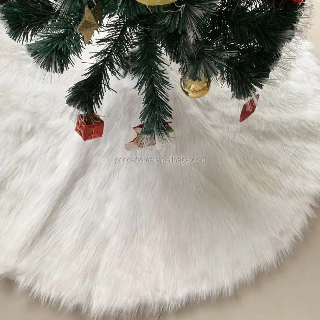 Fur Accents Shaggy Faux Fur Christmas Tree Skirt - Contemporary Holiday Decor
