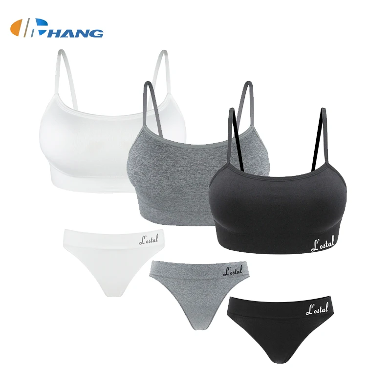 
2020 Newest Fashion Style Sports Yoga Set Women Seamless Sexy Thong Bra Panty Sets 