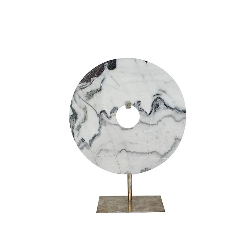 Luxury round marble  sculpture on metal for office decorations factory