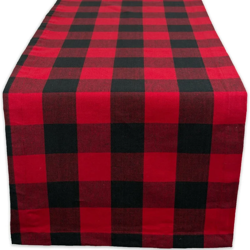 

Sale 33*180Cm Black And White Plaid Polyester Cotton For Party Wedding Christmas Design Boho Table Runner