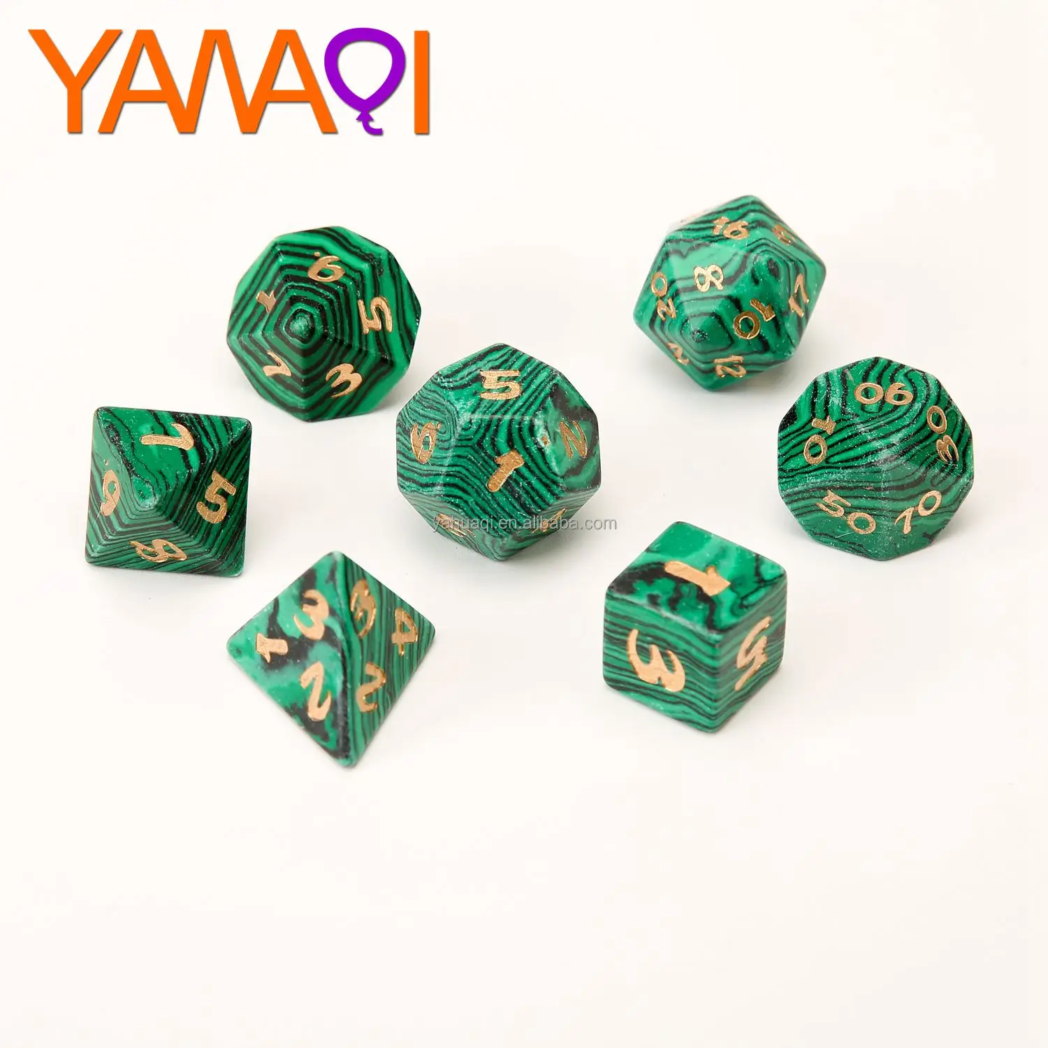 

RPG DND dice Malachite custom carved crafts dice d4 d6 d8 d10 d00 d12 d20 Z09 originality mark pen font