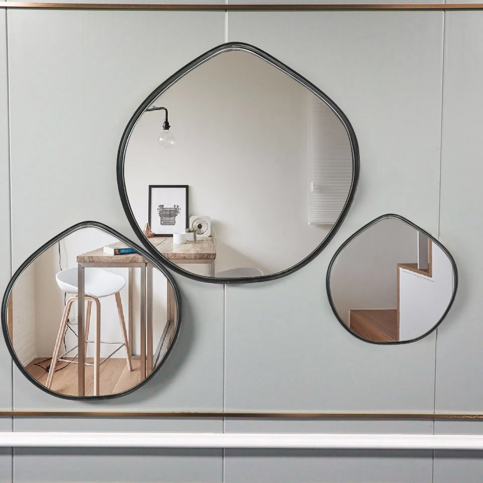 28-45-58CM S3 Factory Heart Shape Modern Indoor Decorative Gold Black Wall Minimalist Art Decor Framed Mirror Dropshipping DDP