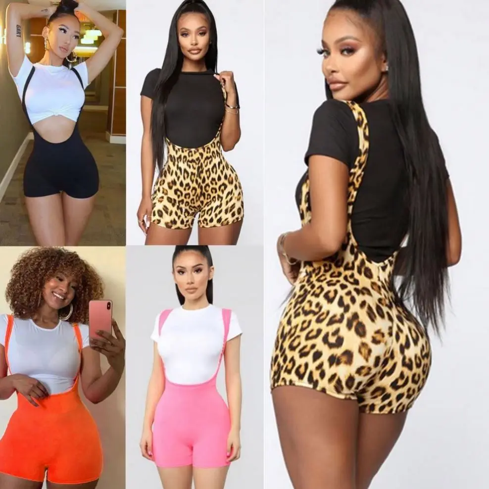 

2020 New Fashion Wholesale Summer New Trendy Women Clothing One Piece Short Pants Slim Overall Jumpsuit Romper, Photo shows