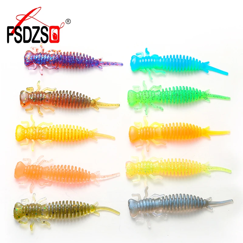 

Larva Soft Lures 75mm 6pcs/pack 89mm 5pcs/pack Artificial Lures Fishing Worm Silicone Insect Lures, 10colors to choose