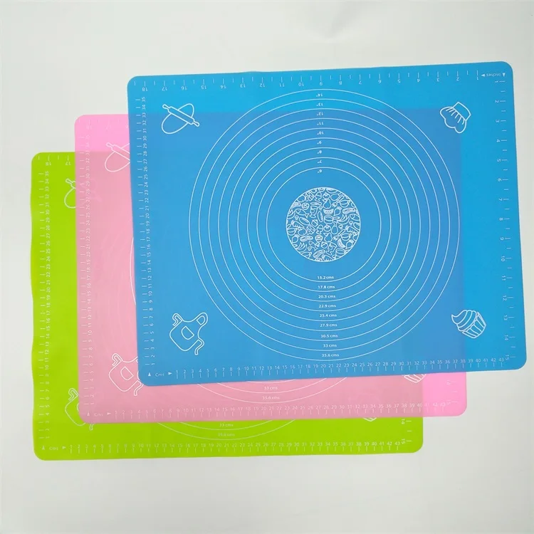 

40 x 50 cm Non Stick Silicone kitchen Mat with Measurement for pastry rolling and baking, Blue, green, pink