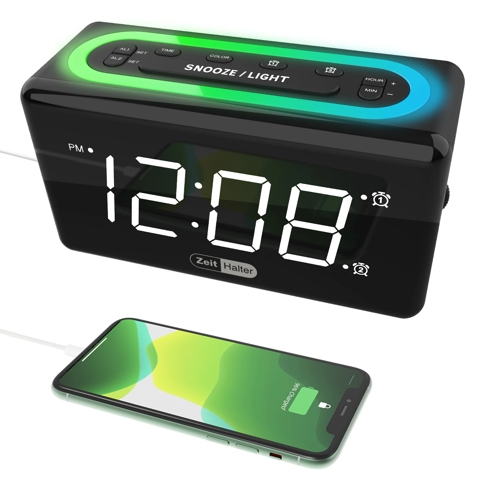 

Creative Home Plastic USB Port NightLight 7 LED Colors Changing Digital Alarm Clock