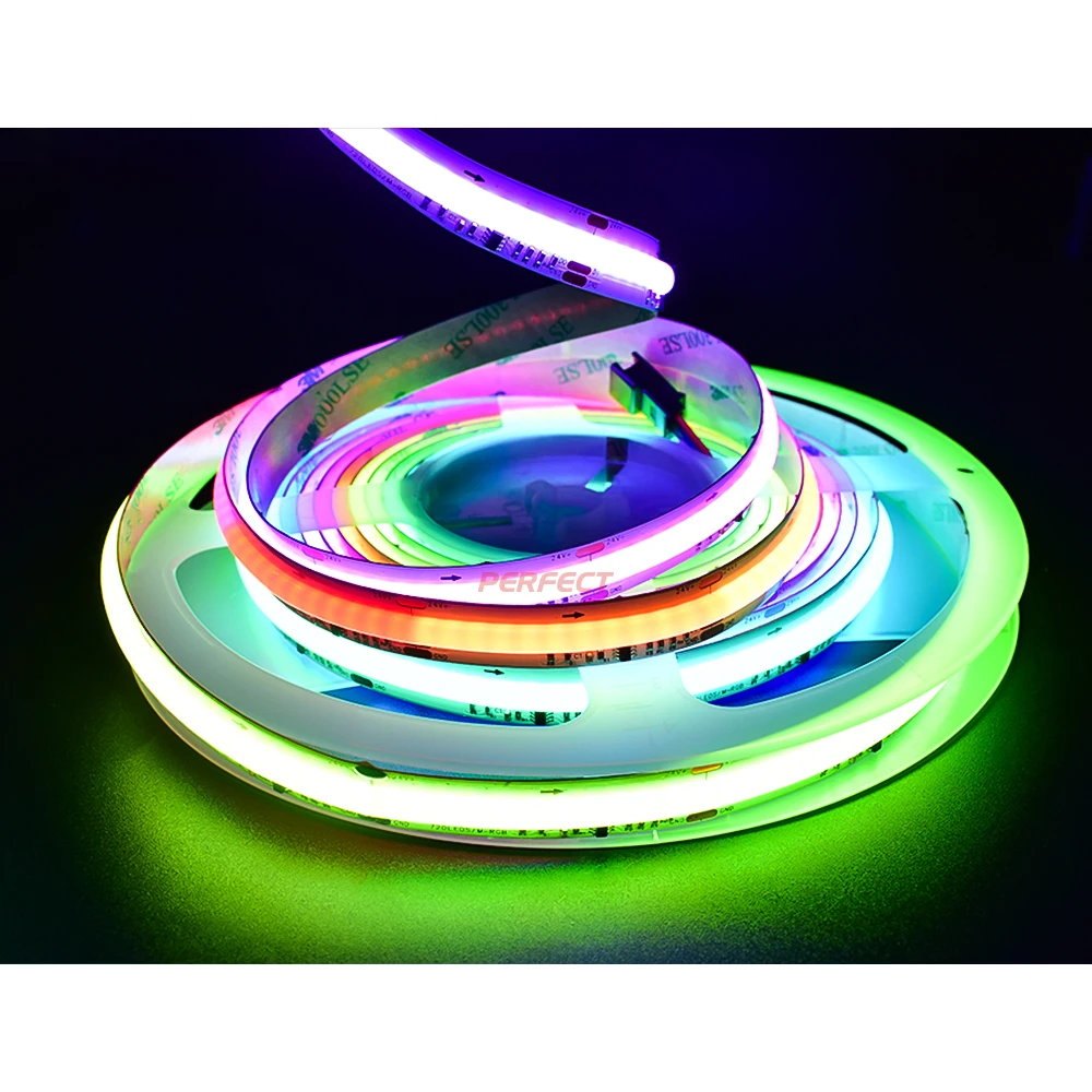 

2020 New Arrival Flexible RGB COB LED Strip 24V RA 90 Colorful LED stripLight