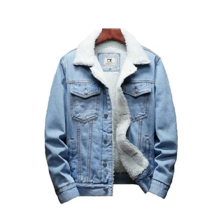 

Men Light Blue Winter Jean Jackets Outerwear Warm Denim Coats New Men Large Size Wool Liner Thicker Winter Denim Jackets Size6XL, Black,light blue,dark blue,vintage black