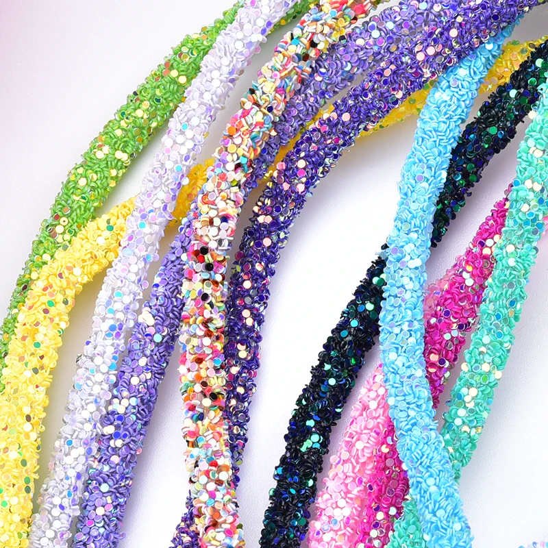

6mm Glitter Sequins Rhinestones Soft Tube Cord Rope String for DIY Clothes Shoes Hat Jewelry Bracelet Decoration, Colorful