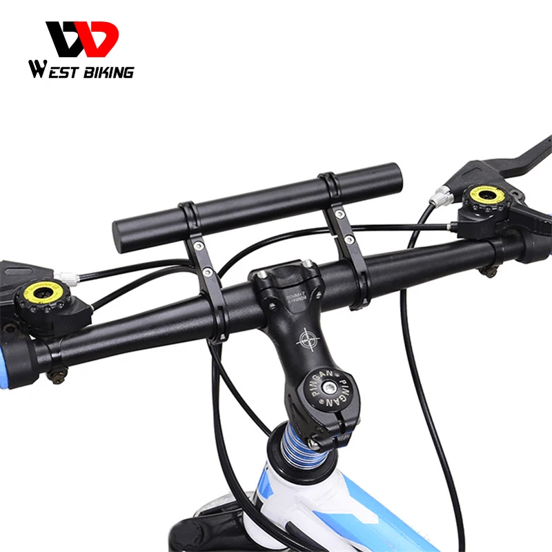 

WEST BIKING Light Phone Holder Handle Bicycle Accessories Bike Frame Double Extension Multifunction Bicycle Handlebar Extender, Black/blue/red