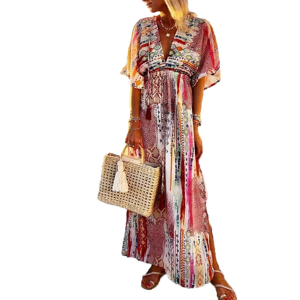 

Fashion casual summer bohemian resort style printed dress