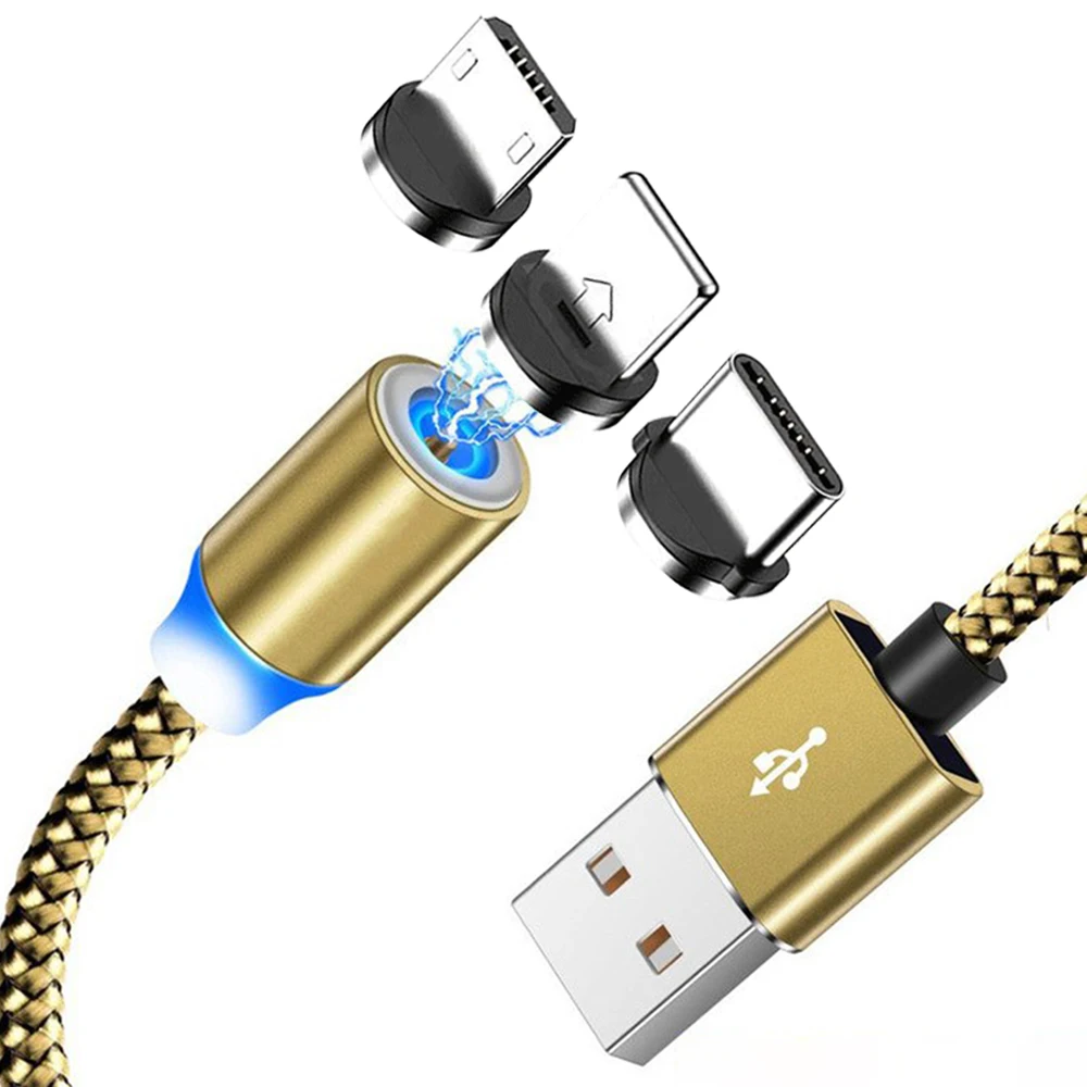 

3 Magnetic Charging Tips 2A Super Fast Charging Cable for Mobile Phone