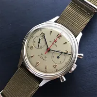 

Men Seagull ST19 Chronograph Watch Acrylic / Sapphire Glass Dial Male NATO Strap Skeleton Men's Pilot Mechanical Wristwatches
