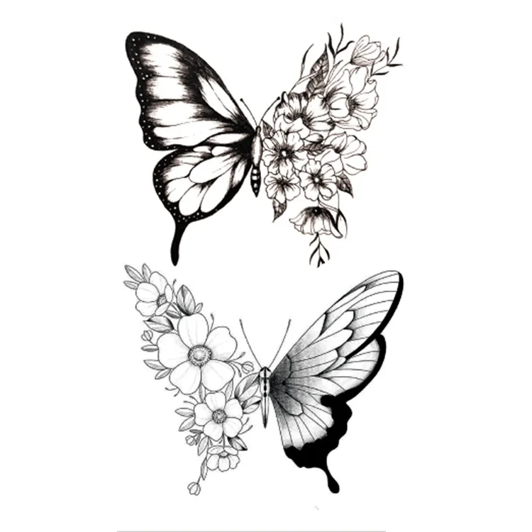

QQ series custom black sexy butterfly temporary tattoo stickers, Cmyk