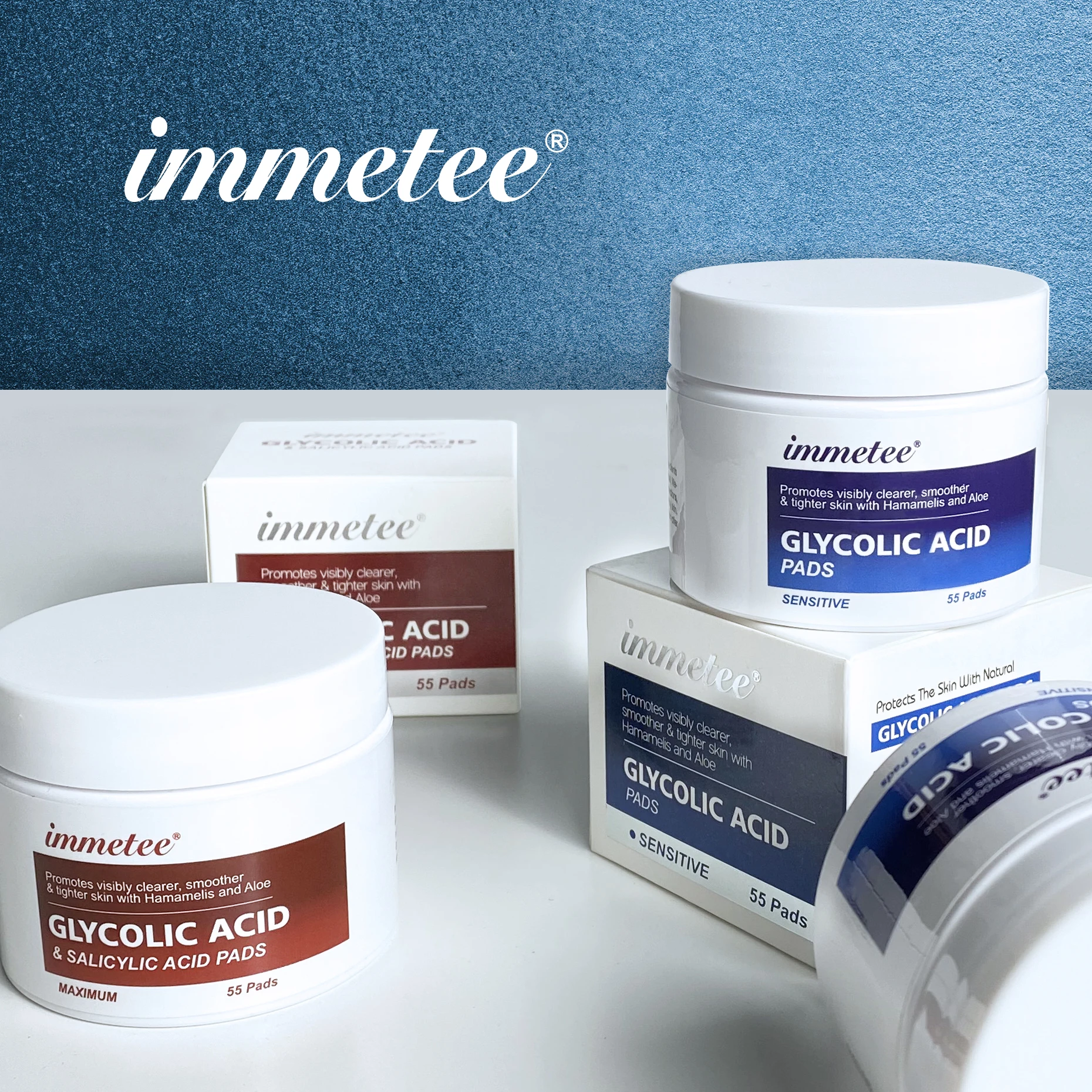 

Wholesale OEM Acne Treatment Anti-Aging Deep Cleaning Skin Care Allantoin Vitamins B5 C & E salicylic Glycolic Acid Pads