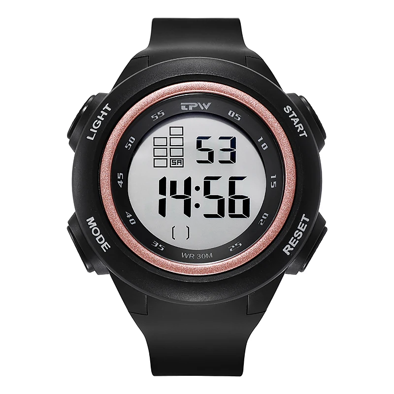 

lady men digital wrist watch 3atm water resistant stop alarm function watch