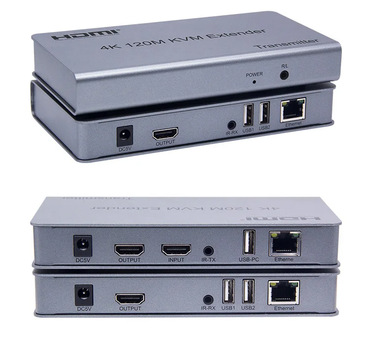 

High Quality No Dealy Network Cat5e Cat6 Cat7 HDMI UTP IP USB HDMI 4K 120M KVM Extender With Loop Out and USB output
