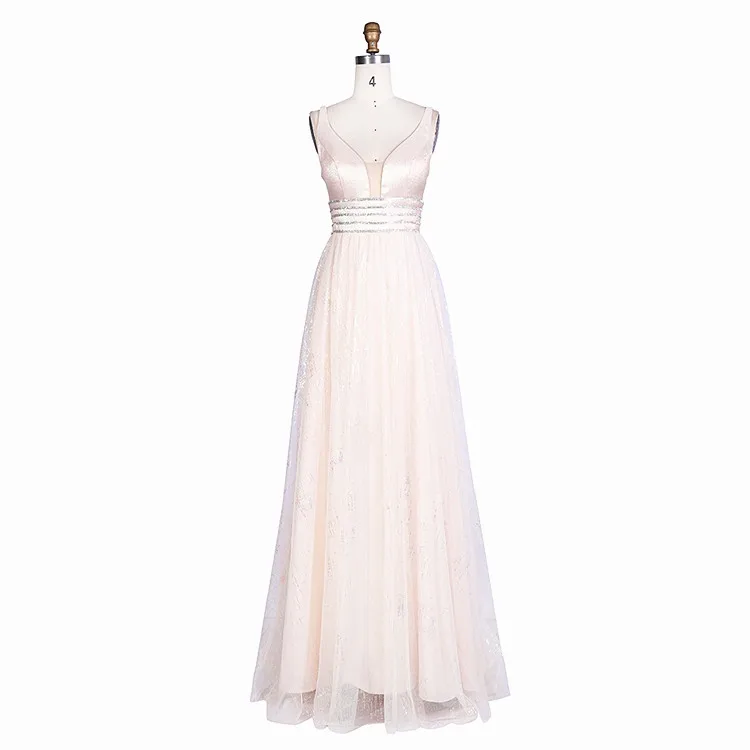 

Wholesale a-line floor length glitter tulle skirt fancy pink evening dresses for party