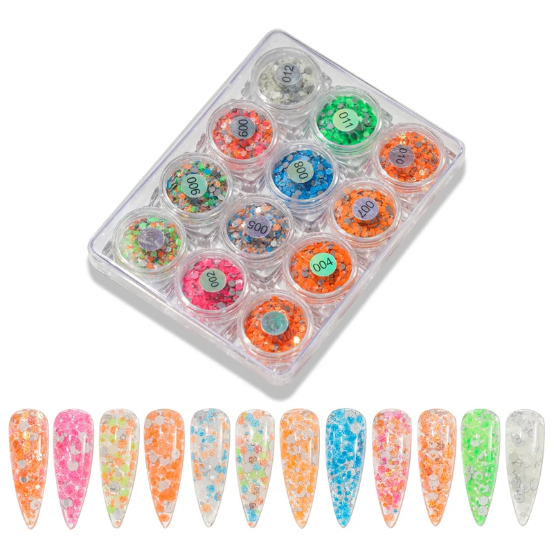 

2020 Small Confetti Glitter Holographic Laser Paillettes 12 Colors Sequins Powder Shining For Nail Art Decoration party night