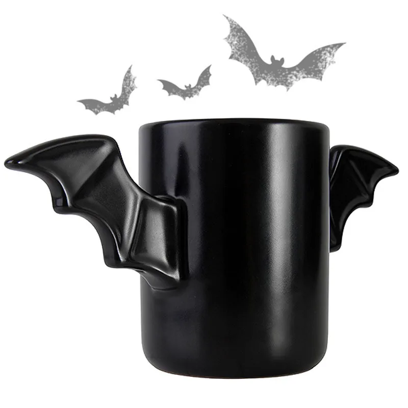 

Wholesale Black Bat Ceramic Cup Coffee Mug Mini Bat Man Wing Promotional Gift Custom Coffee Ceramic Mug