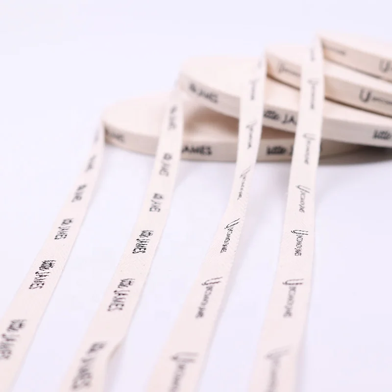 

High Quality Screen Black Printing with Logo Printed Gift Ribbon Wholesale Custom Personalized 100% Cotton Ribbon