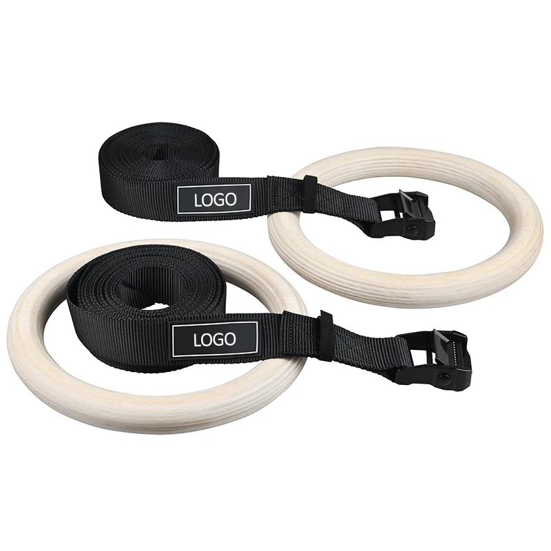

Professional High Quality Nylon Strap Cross Fitness Birch Wooden Training Gymnastic Rings