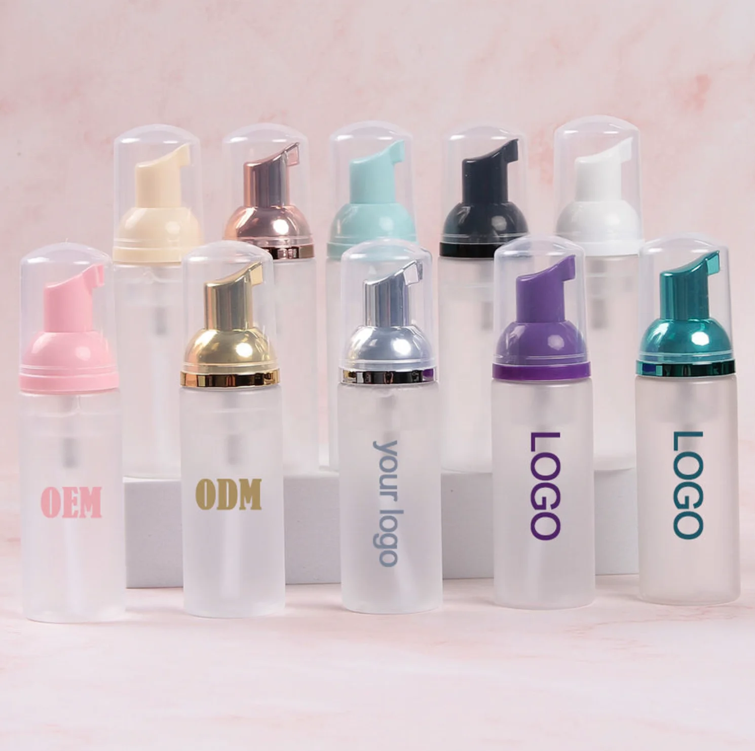 

Empty 30Ml 50Ml 60Ml Pink Frosted Pet Lash Shampoo Plastic Foaming Bottles With Gold Foam Pump For Facial Lash Cleanser Bottle