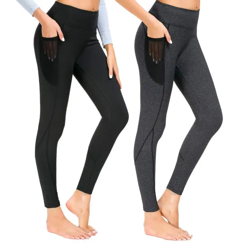 

In stock women Slim Training leggings yoga pants custom gym sexy fitness leggings, Black/dark grey