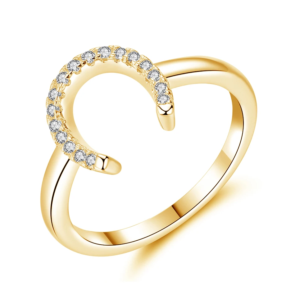 

925 Silver Ring Jewelry Wholesale 925 Sterling Silver Rose Gold Plated U Shape Cubic Zircon Ring