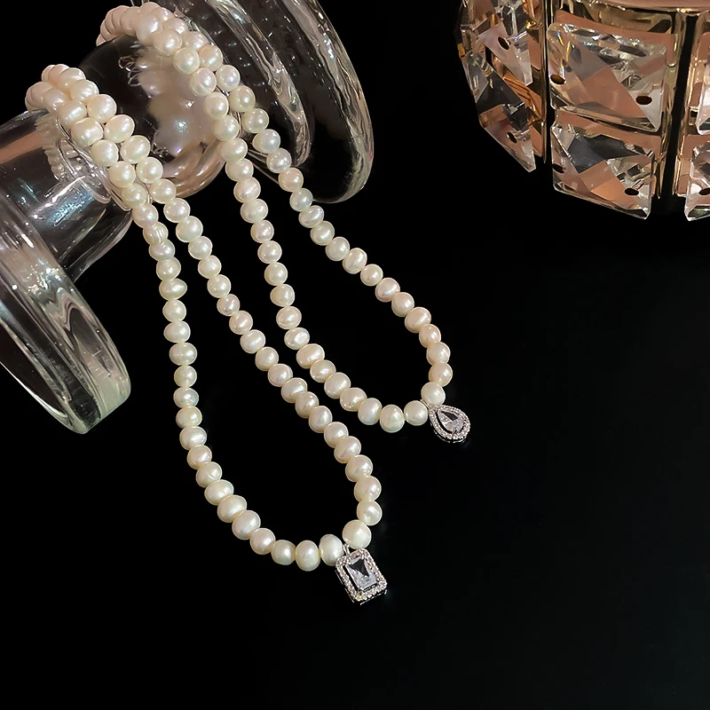 

fashion trendy jewelry water drop crystal pendant buy pearl necklace