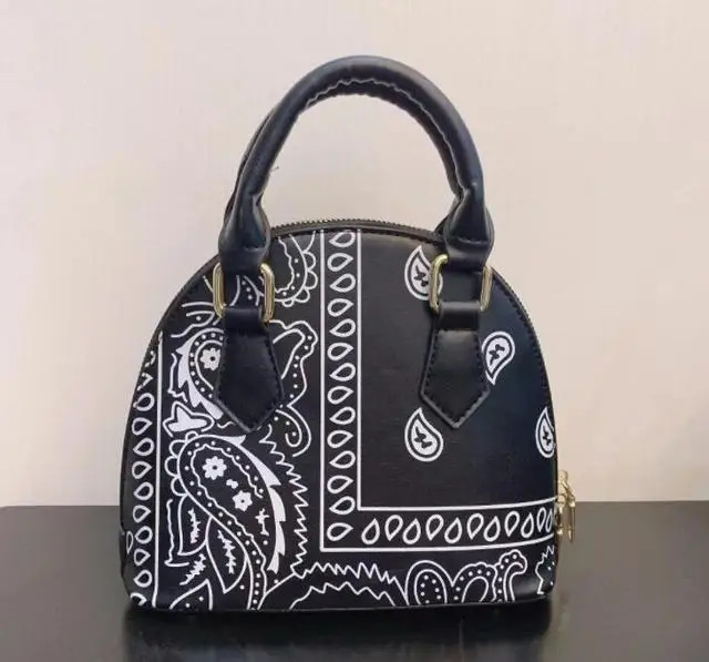 

Fashion Leather Tote Bag for Women Bandana Print Handbag