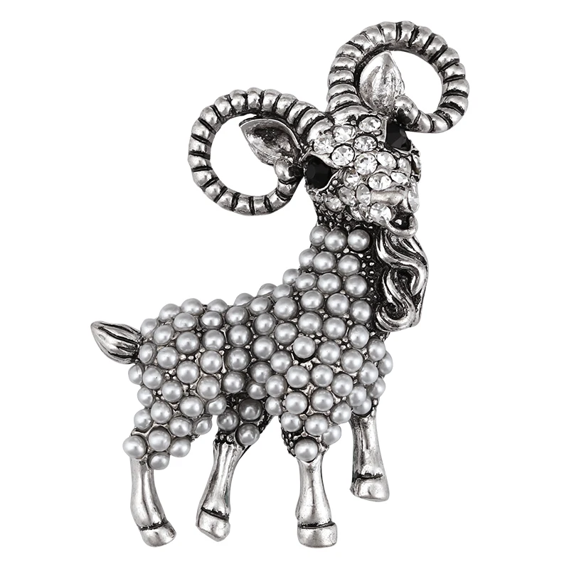 

Silver Crystal Goat Brooches for Women Enamel Pins Cute Animal Brooch Fashion Women Jewelry Rhinestone Animal Boutonniere