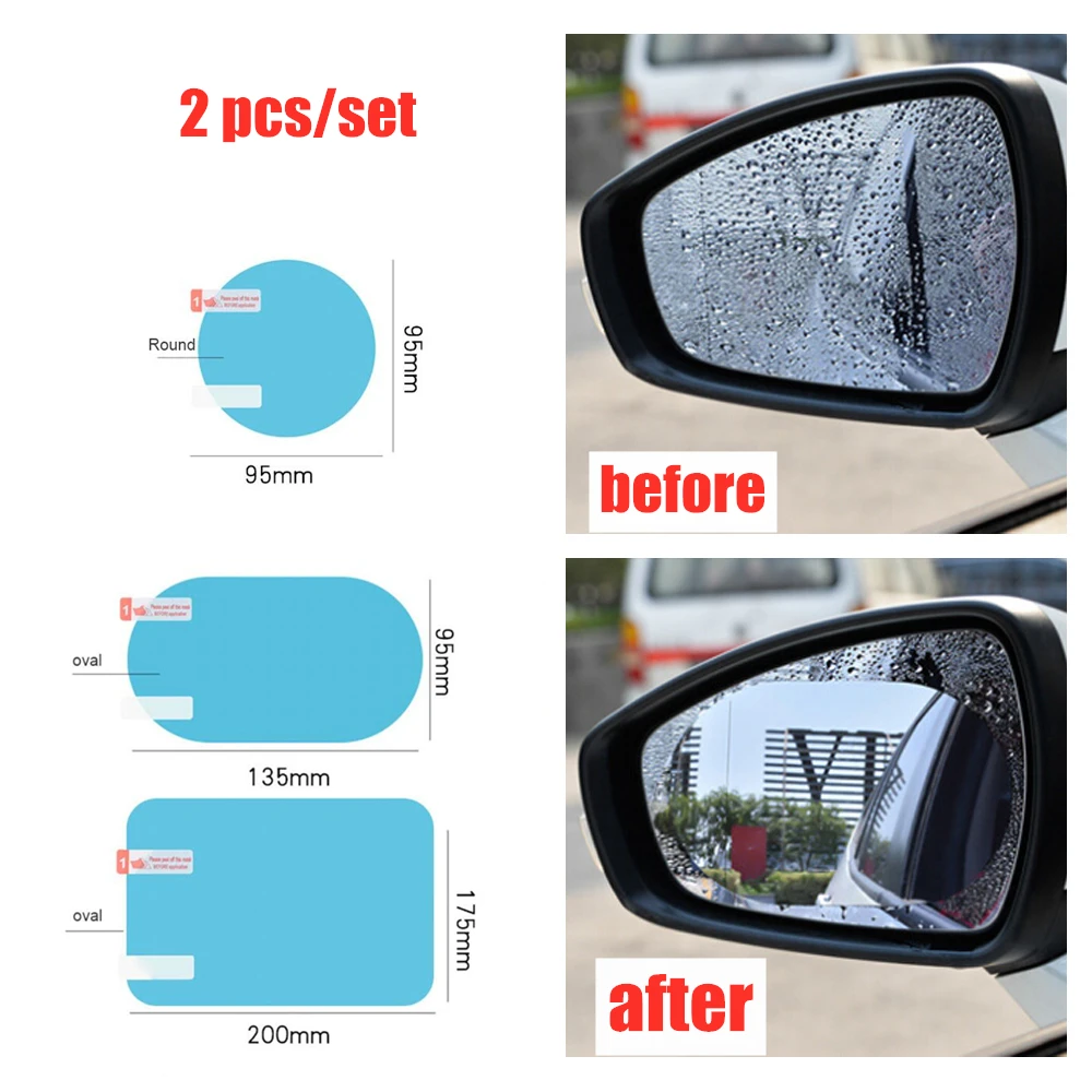 Car Rainproof Film 135*95mm Rear View Mirror Film Antifog Antiglare