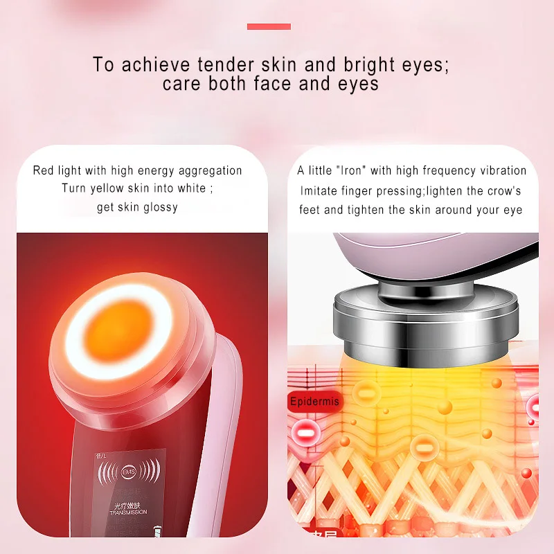 Facial Pores Deep Cleansing Ems Microcurrent Ultrasonic Vibration Skin Lifting Phototherapy Eye Care Beauty Device