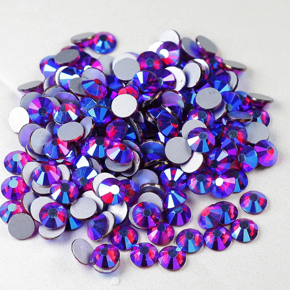 

Factory Wholesales Flat Round Non Hotfix Rhinestone Fuchsia AB Nail Art Decoration Rhinestone, Over 120 colors can be available