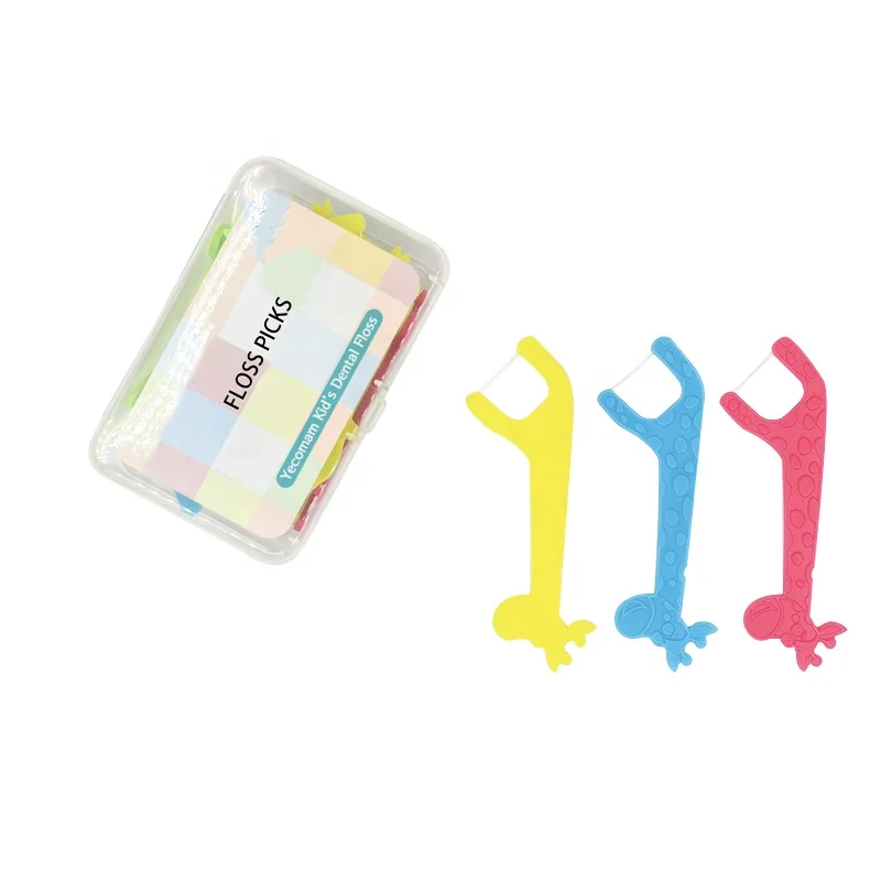 

Recyclable And Natural Kids Floss Picks Dental Floss Manufacturing, Blue + white+purple