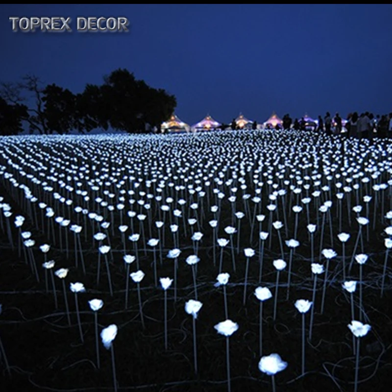 

TOPREX DECOR Linkable Cold White Artificial Rose Flower Stand Decoration LED Light Source for Festive Parties Weddings Events