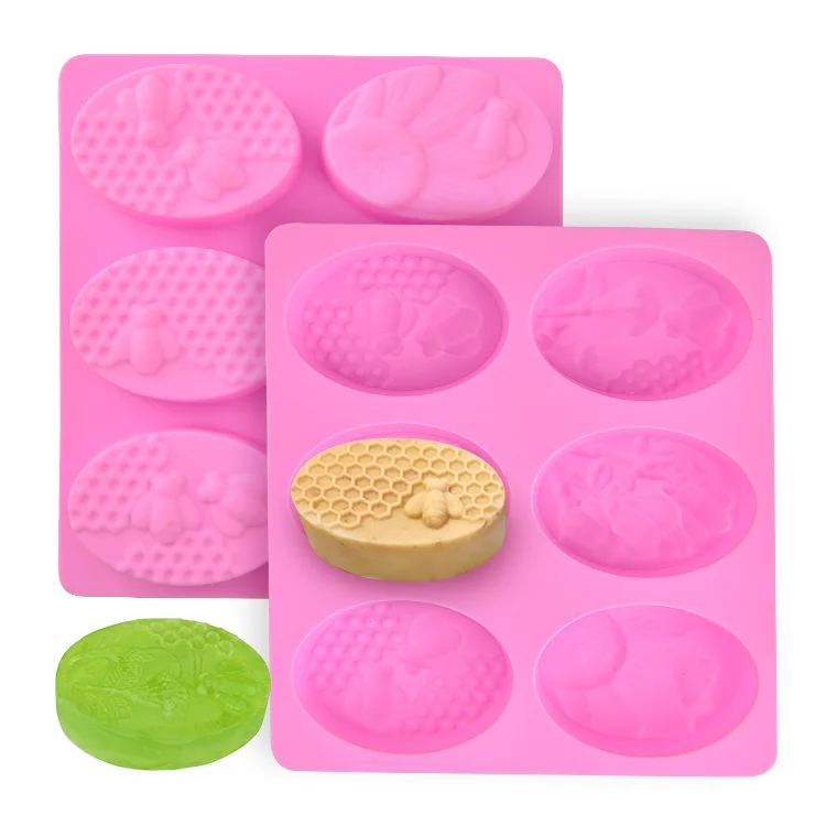 

6 cavities multifunctional DIY cake baking pan making supplies silicone soap mold square oval