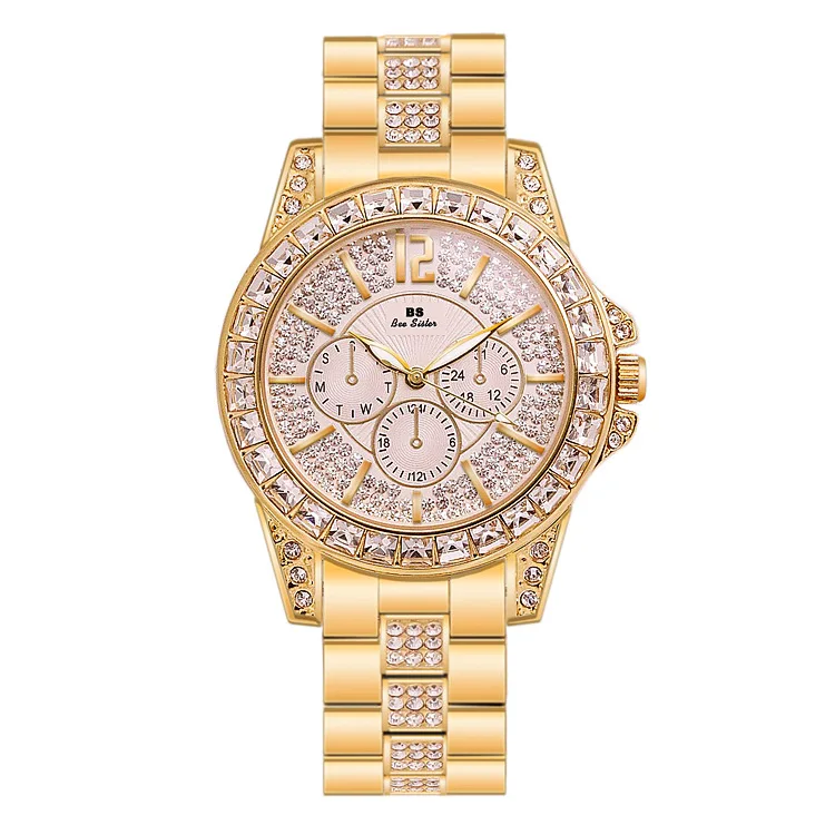 

2021 New gold quartz watches stylish elegant ladies watch modern crystal diamond wrist watches