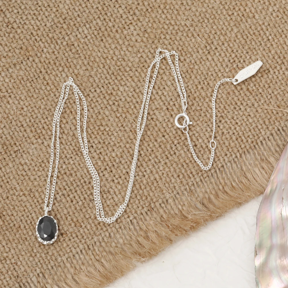 

VIANRLA 925 Sterling Silver Necklace Geometric Faceted Black Zircon Pendant Necklace For Women Jewelry Wholesale Drop Shipping