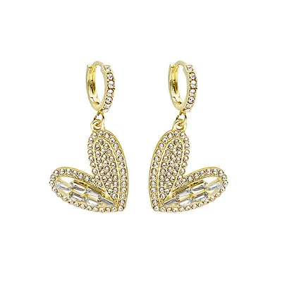

Wholesale 2021 Fashion Trend Paved Cubic Zircon Heart Drop Earrings Gold Plated Heart Charm Hoop Earrings