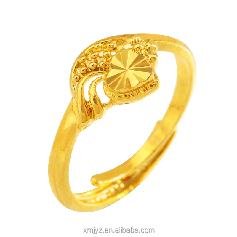 

Foreign Trade Factory Wholesale New Product Fashion Brass 18K Gold Plated Open Ring Love Heart Flower Ring Female