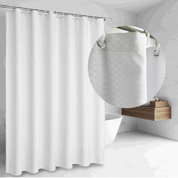 

wholesale high quality thick washable waterproof white waffle shower curtain